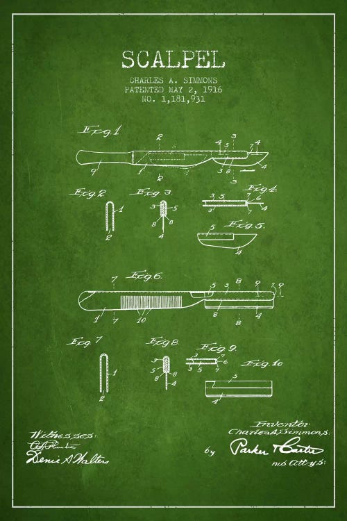 Scalpel Green Patent Blueprint