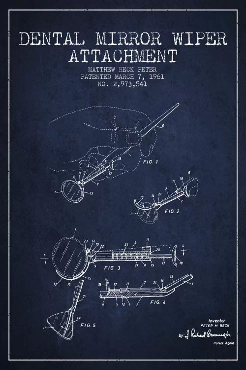 Dental Mirror Navy Blue Patent Blueprint