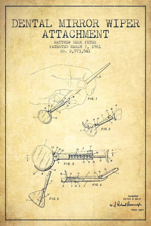 Dental Mirror Vintage Patent Blueprint by Aged Pixel wall art