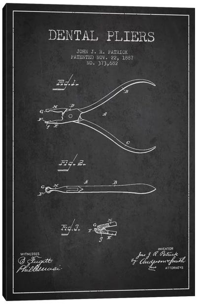Dental Pliers Charcoal Patent Blueprint Canvas Art Print - Medical & Dental Blueprints