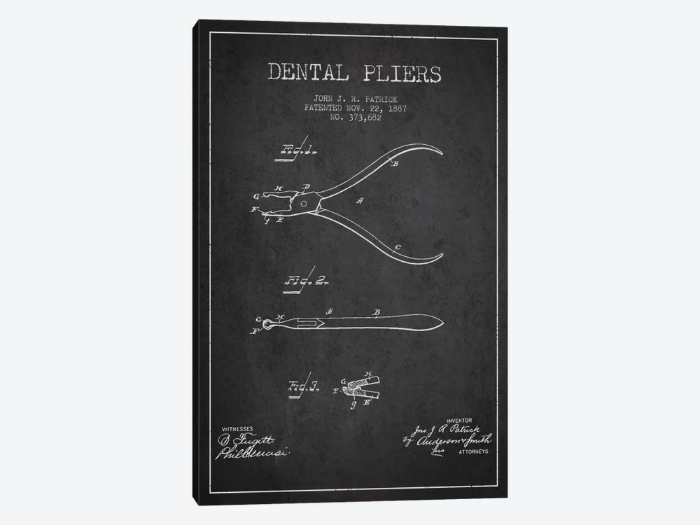 Dental Pliers Charcoal Patent Blueprint by Aged Pixel 1-piece Canvas Art Print