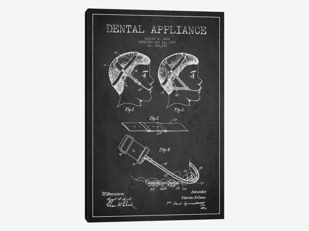 Dental Appliance Charcoal Patent Blueprint by Aged Pixel 1-piece Canvas Art