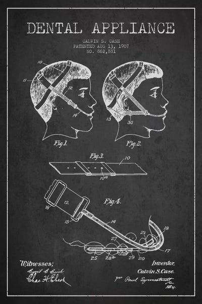 Medical & Dental Blueprints: Dental Appliance Charcoal Patent Blueprint by Aged Pixel