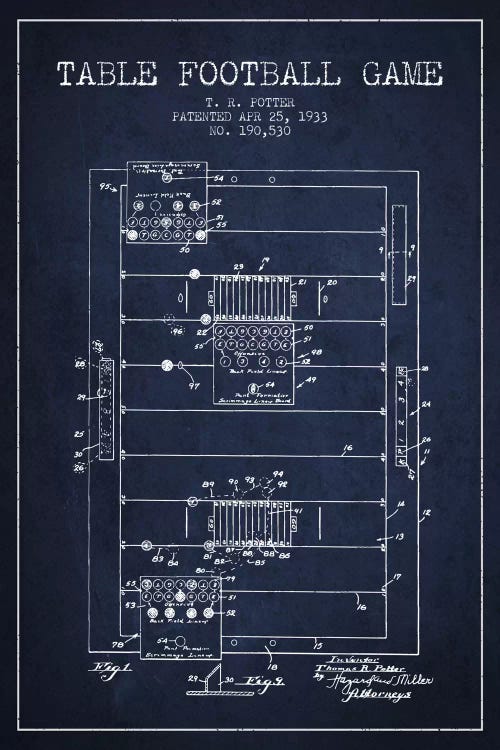 Table Football Navy Blue Patent Blueprint