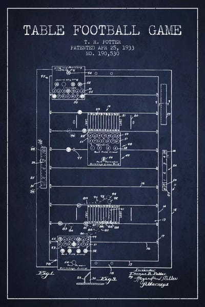 Soccer: Table Football Navy Blue Patent Blueprint by Aged Pixel