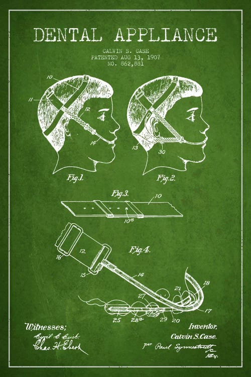 Dental Appliance Green Patent Blueprint