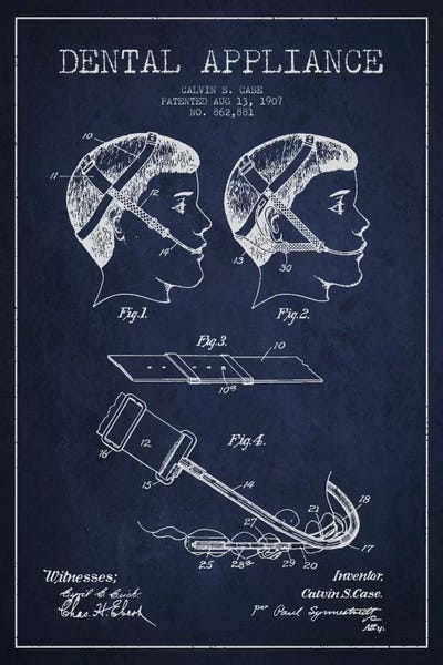 Medical & Dental Blueprints: Dental Appliance Navy Blue Patent Blueprint by Aged Pixel