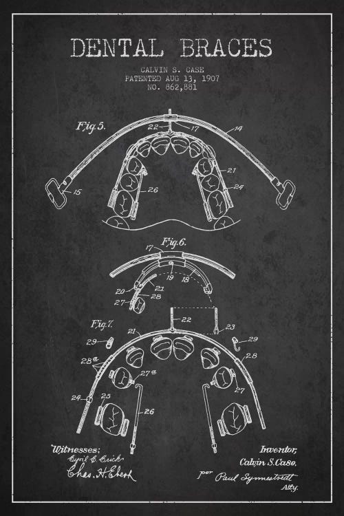 Dental Braces Charcoal Patent Blueprint