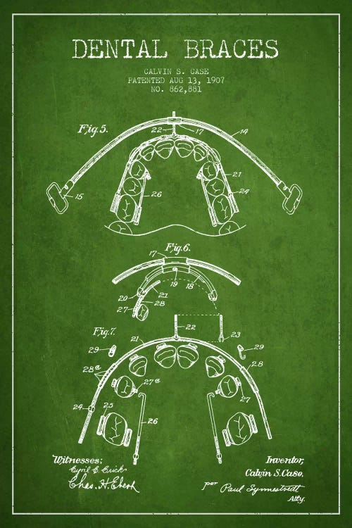 Dental Braces Green Patent Blueprint