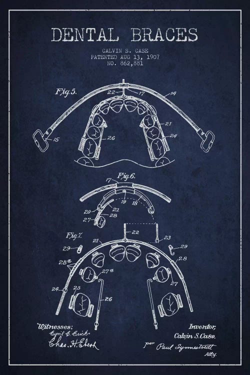 Dental Braces Navy Blue Patent Blueprint