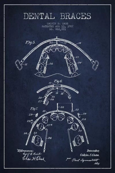 Dental Braces Navy Blue Patent Blueprint