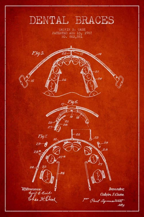 Dental Braces Red Patent Blueprint