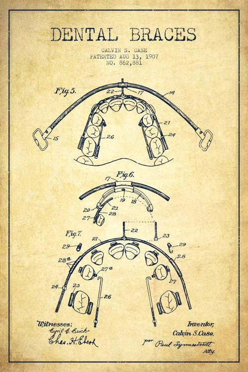 Dental Braces Vintage Patent Blueprint