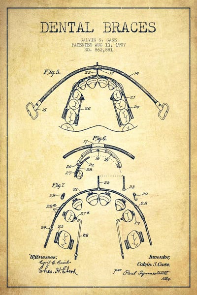 Aged Pixel: Dental Braces Vintage Patent Blueprint by Aged Pixel