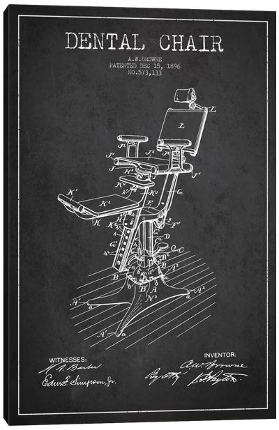 Dental Chair Charcoal Patent Blueprint Canvas Art Print - Aged Pixel: Medical & Dental