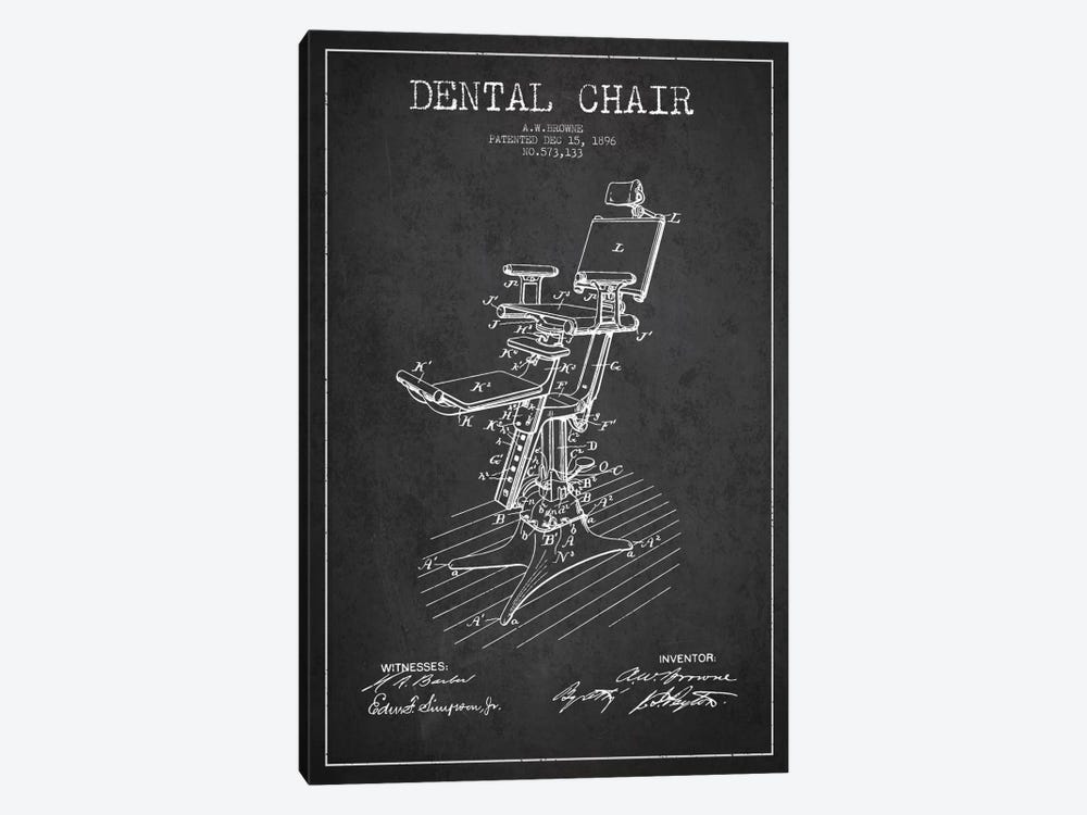 Dental Chair Charcoal Patent Blueprint by Aged Pixel 1-piece Art Print