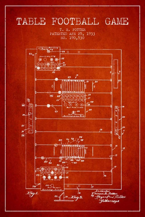 Table Football Red Patent Blueprint