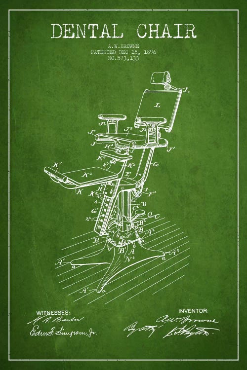 Dental Chair Green Patent Blueprint