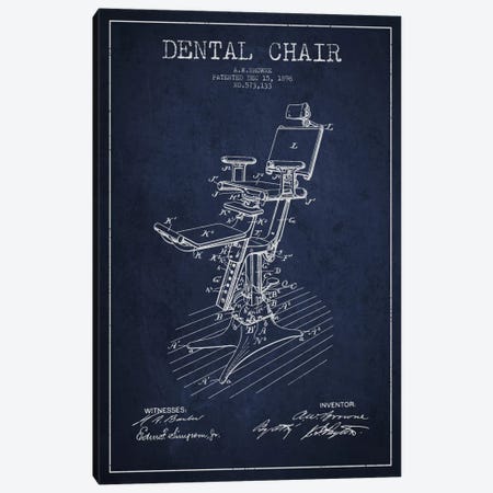 Dental Chair Navy Blue Patent Blueprint Canvas Print #ADP1801} by Aged Pixel Canvas Art