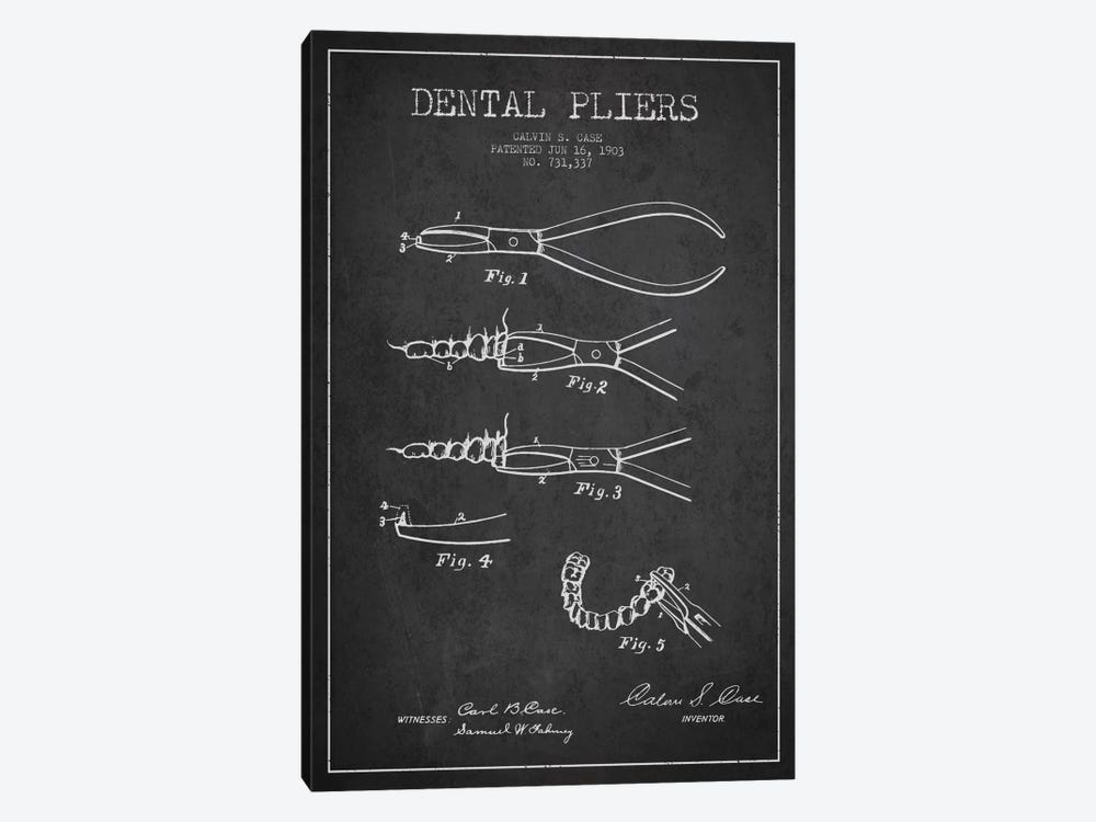 Dental Pliers Charcoal Patent Blueprint by Aged Pixel 1-piece Art Print