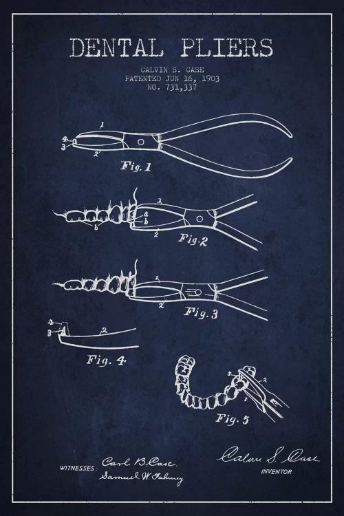 Dental Pliers Navy Blue Patent Blueprint