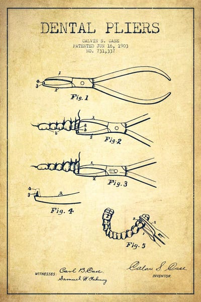 Dental Pliers Vintage Patent Blueprint by Aged Pixel framed wall art