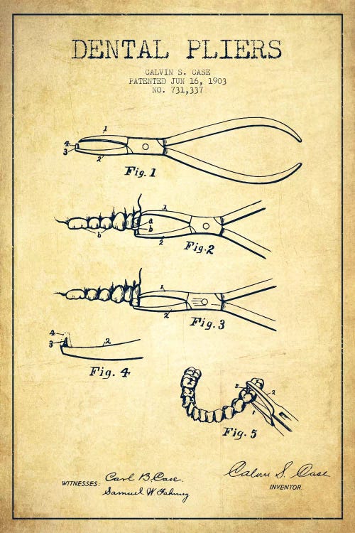 Dental Pliers Vintage Patent Blueprint