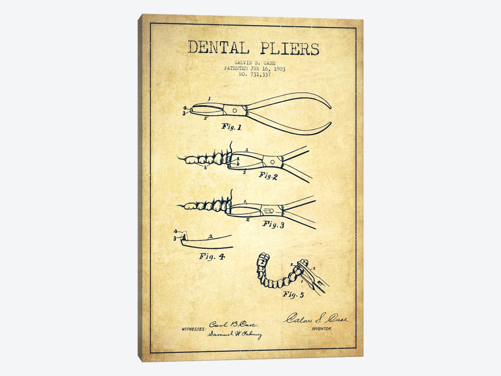 Dental Pliers Vintage Patent Blueprint by Aged Pixel 1-piece Art Print