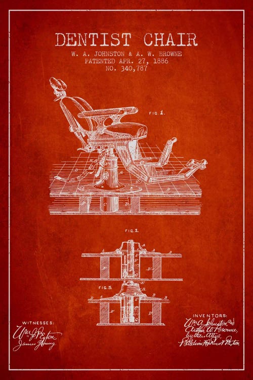 Dentist Chair Red Patent Blueprint