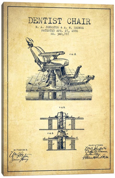 Dentist Chair Vintage Patent Blueprint Canvas Art Print - The Butcher