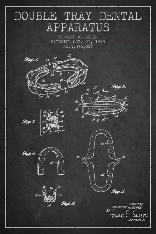 Double Tray Charcoal Patent Blueprint by Aged Pixel wall art