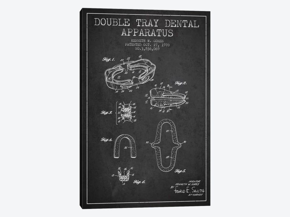 Double Tray Charcoal Patent Blueprint by Aged Pixel 1-piece Canvas Art Print