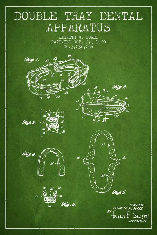 Double Tray Green Patent Blueprint by Aged Pixel wall art
