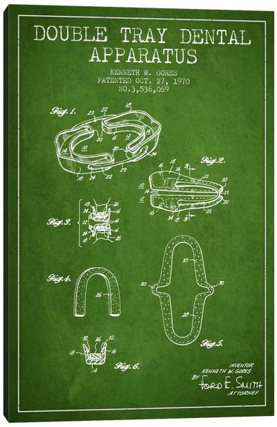 Double Tray Green Patent Blueprint Canvas Art Print