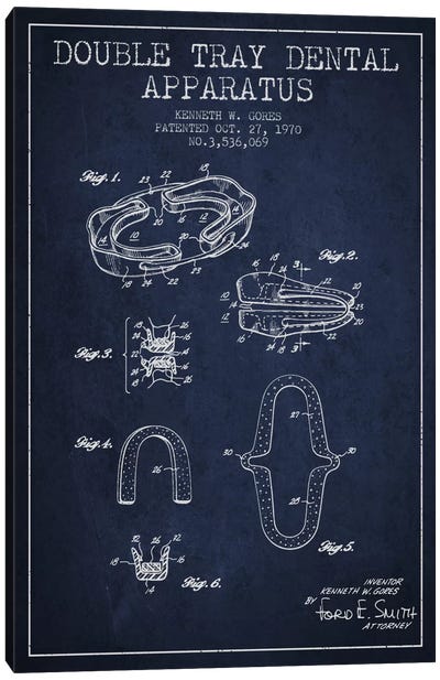Double Tray Navy Blue Patent Blueprint Canvas Art Print - Medical & Dental Blueprints