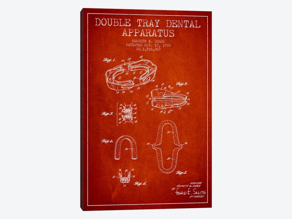 Double Tray Red Patent Blueprint by Aged Pixel 1-piece Canvas Art Print