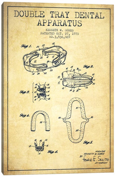 Double Tray Vintage Patent Blueprint Canvas Art Print - Aged Pixel: Medical & Dental