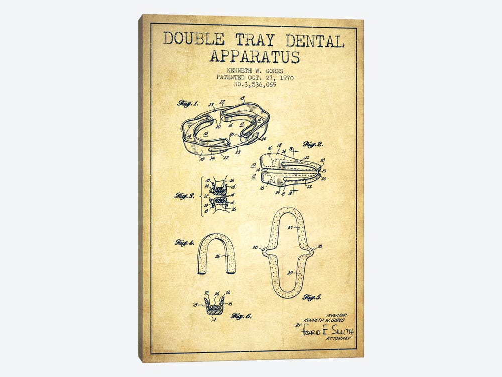 Double Tray Vintage Patent Blueprint by Aged Pixel 1-piece Canvas Art