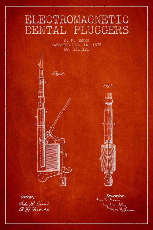 Electromagnetic Dental Pluggers Red Patent Blueprint