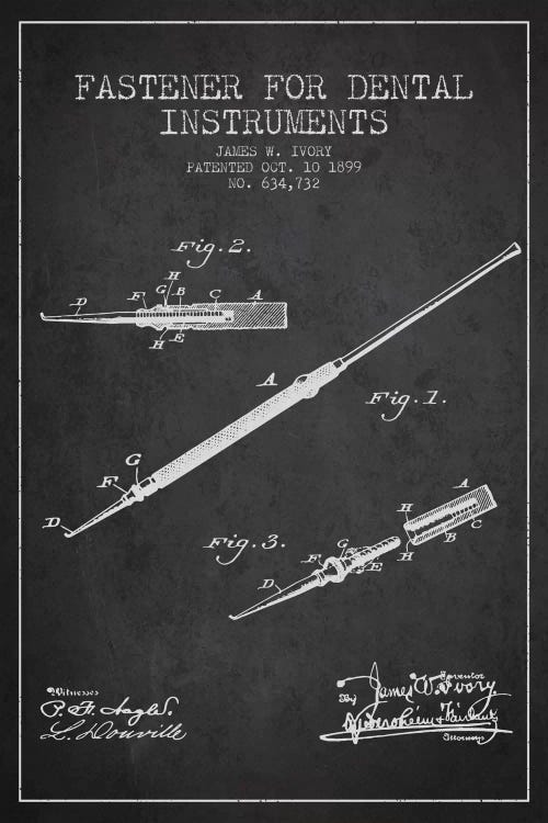 Fastener Dental Instruments Charcoal Patent Blueprint