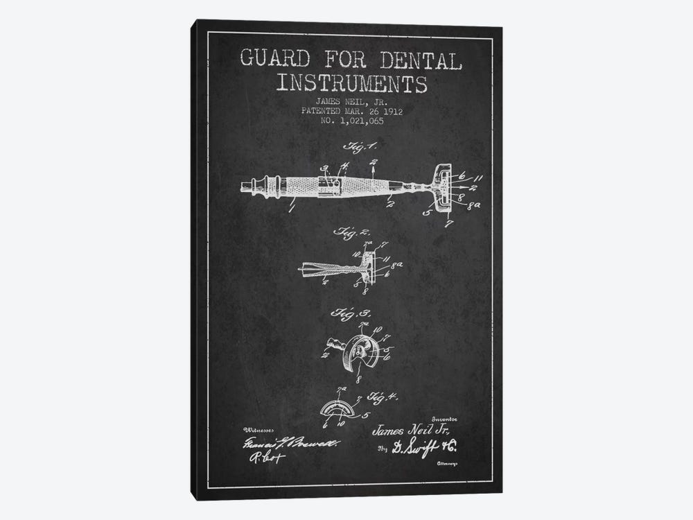 Guard Dental Instruments Charcoal Patent Blueprint by Aged Pixel 1-piece Canvas Wall Art