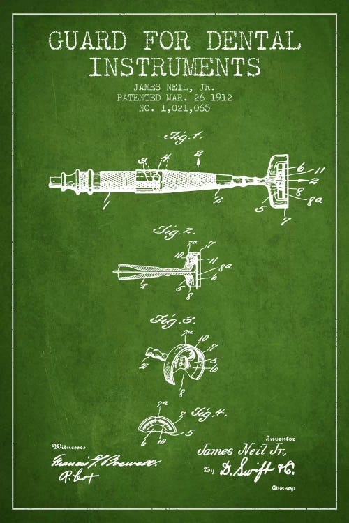 Guard Dental Instruments Green Patent Blueprint