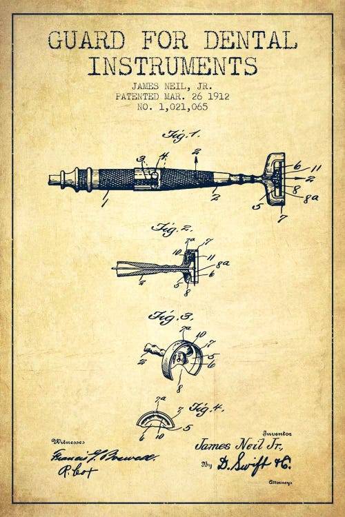 Guard Dental Instruments Vintage Patent Blueprint