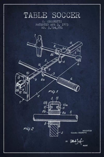 Toy & Game Blueprints: Table Soccer Navy Blue Patent Blueprint by Aged Pixel