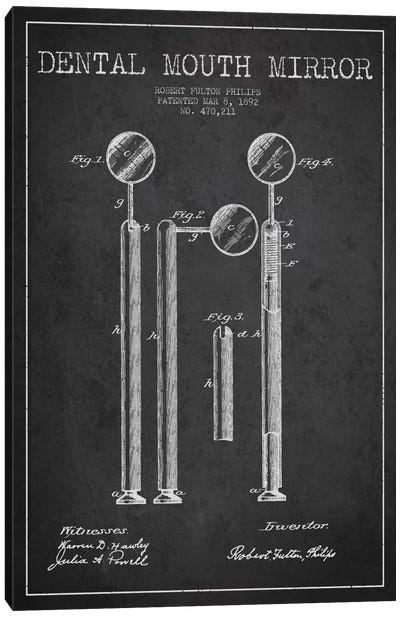 Mouth Mirror Charcoal Patent Blueprint Canvas Art Print - Medical & Dental Blueprints