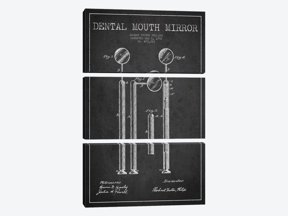 Mouth Mirror Charcoal Patent Blueprint by Aged Pixel 3-piece Art Print