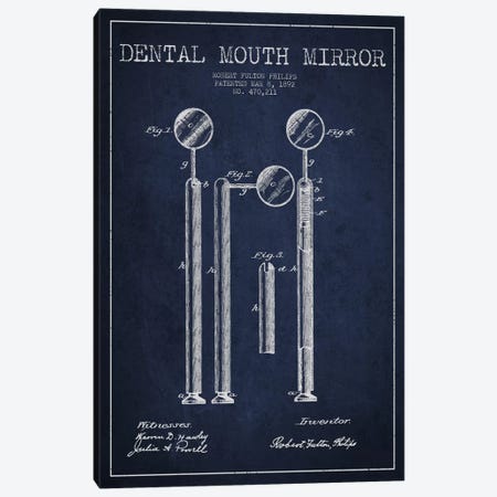 Mouth Mirror Navy Blue Patent Blueprint Canvas Print #ADP1846} by Aged Pixel Art Print