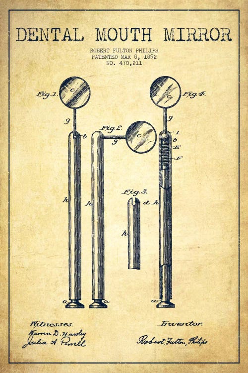 Mouth Mirror Vintage Patent Blueprint