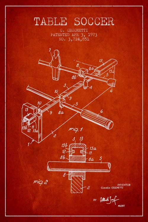 Table Soccer Red Patent Blueprint