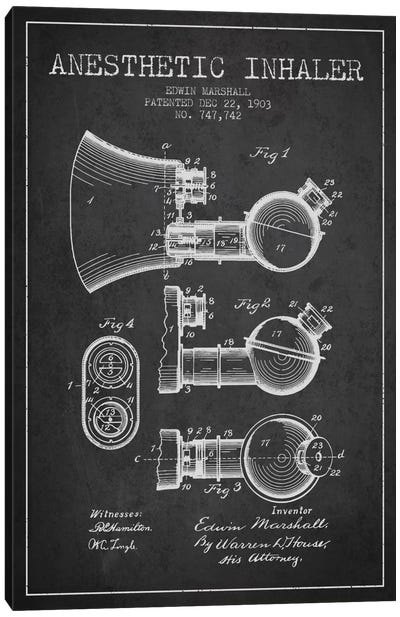 Anesthetic Inhaler Charcoal Patent Blueprint Canvas Art Print - Aged Pixel: Medical & Dental